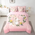 thumbnail image 2 of Homewish Cute Cartoon Bunnies Bedding Comforter Set 7pcs, Kawaii Rabbit Lover Queen Bedding Sets, Dreamy Princess Style Reversible Queen Sheet Sets, Breathable Home Decor, 2 of 7