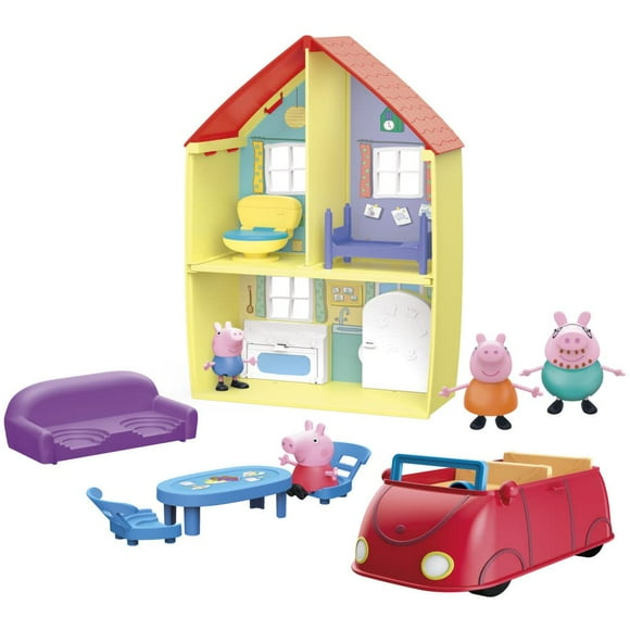 Combo Toy Peppa Pig Peppa's Family Home con figuras y coche para más de 3