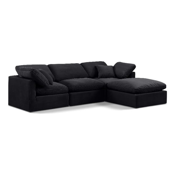 Meridian Furniture Indulge 94" Velvet L-Shaped Modular Sectional in Black