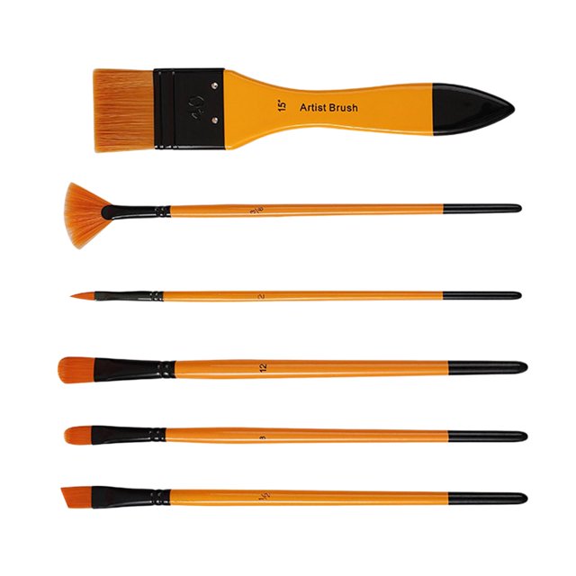 Cepillos de cabellero de de 6 piezas, cepillo de a profesion para principiantes, arte corporal, gouache, dibujo, manualidades acrílicas SM SunniMix Pinceles de artistas