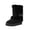Black, variant on Women's Mid Calf Platform Snow Boots, Buckle Decor Thick Sole Warm Lined Winter Pull On Booties Beige 5