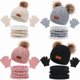 thumbnail image 2 of Baby Winter Hat Scarf Gloves Set Knitted Fur Ball Kids Beanie Baby Cap for Girls Boys Accessories Infant Bonnet Toddler Hat 1-5Y, 2 of 4