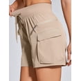 thumbnail image 4 of Women's Cargo Hiking Shorts for Camping Travel Outdoor Athletic with Zipper Pockets Quick Dry Water Resistant Summe khaki S, 4 of 7