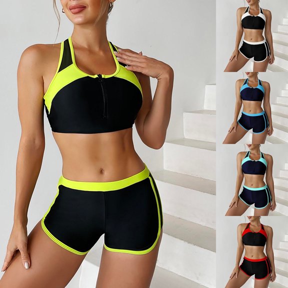 Jacenvly 2024 Bikini Swimsuits for Women Clearance Soft Satiny Women's New Fashion Split Swimsuit Casual Bikini Swimsuit Tropical Beach Dresses for Women Casual Summer Blue