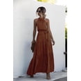 thumbnail image 4 of Mengpipi Summer Floral Dresses for Women Sleeveless Maxi Dress Loose Sundress with Belt，Brown, 4 of 6