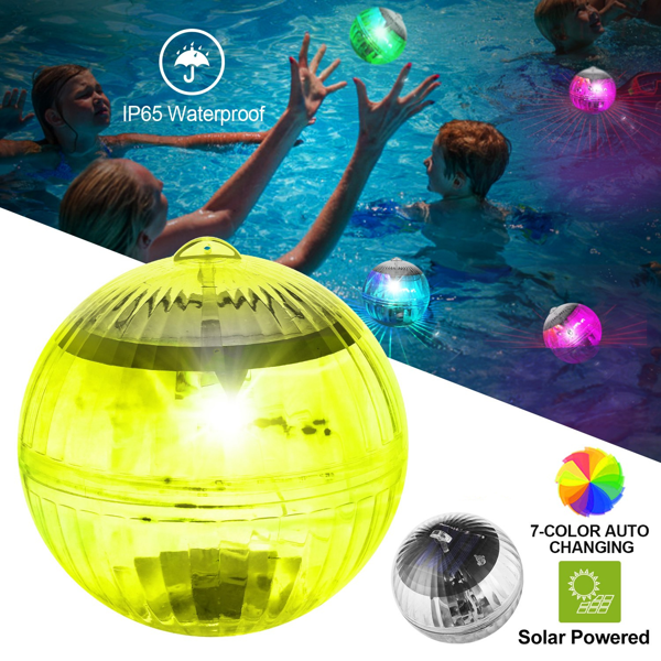2PCS Solar Floating Pool Lights, IP65 Waterproof RGB Color‑Changing LED Lights, Solar‑Powered with Hanging Hole for Pond, Fountain, Garden, Patio Outdoor Decoration