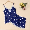 thumbnail image 2 of BRICH Women's 2 Piece Polka Dot Printed Satin Lace Cami Top and Shorts Pajama Set Blue S, 2 of 5