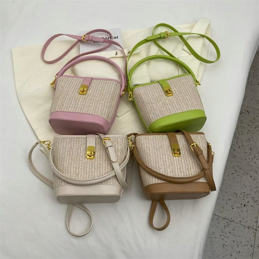 PIKADINGNIS Shoulder Bags for Women Summer Beach Bag Female Plaid Fashion  Casual Messenger Bag Women Purses and Handbag Printing Korean Tote