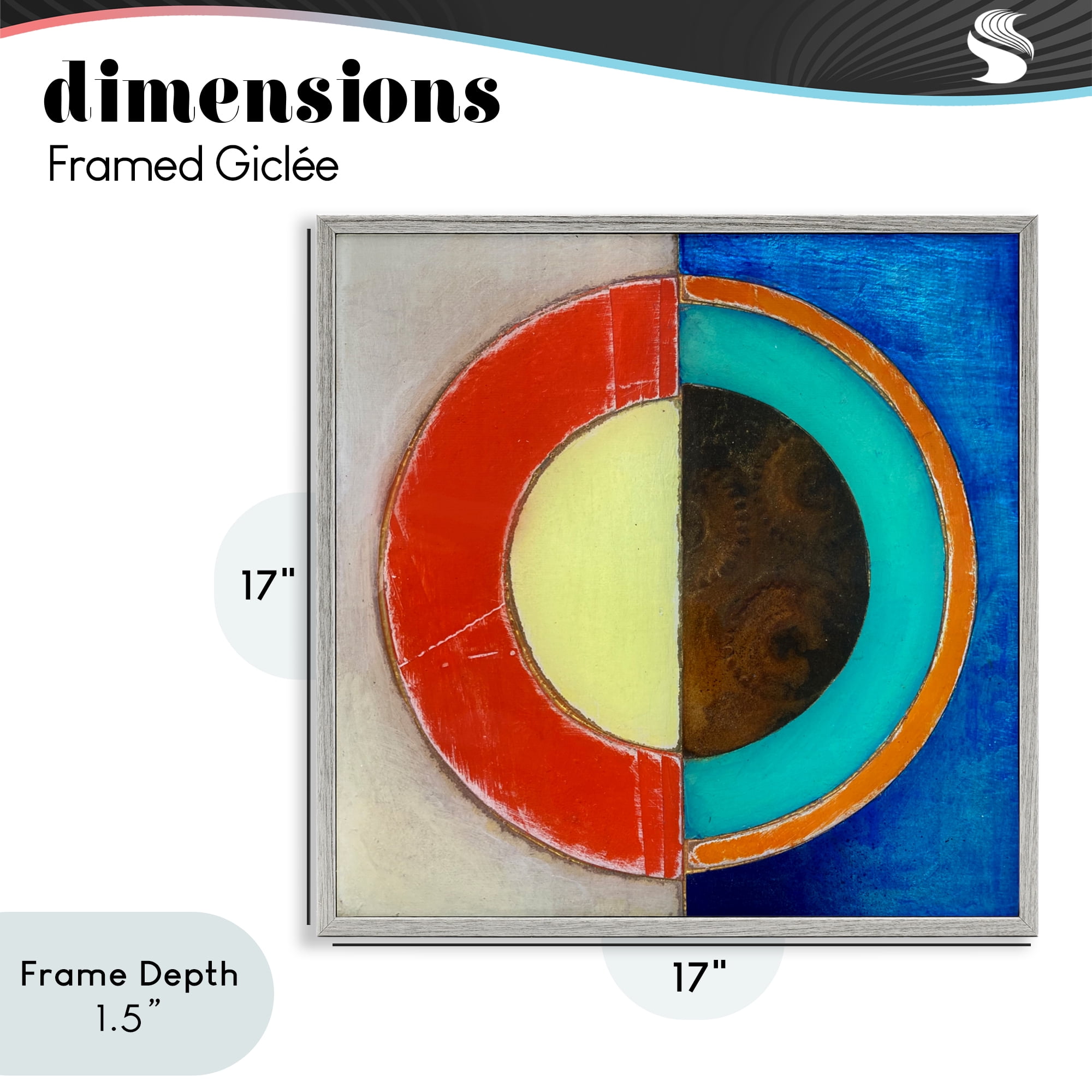 Stupell Industries Round Structured Color Block Gray Framed Giclee Art, design by Matthew Finger