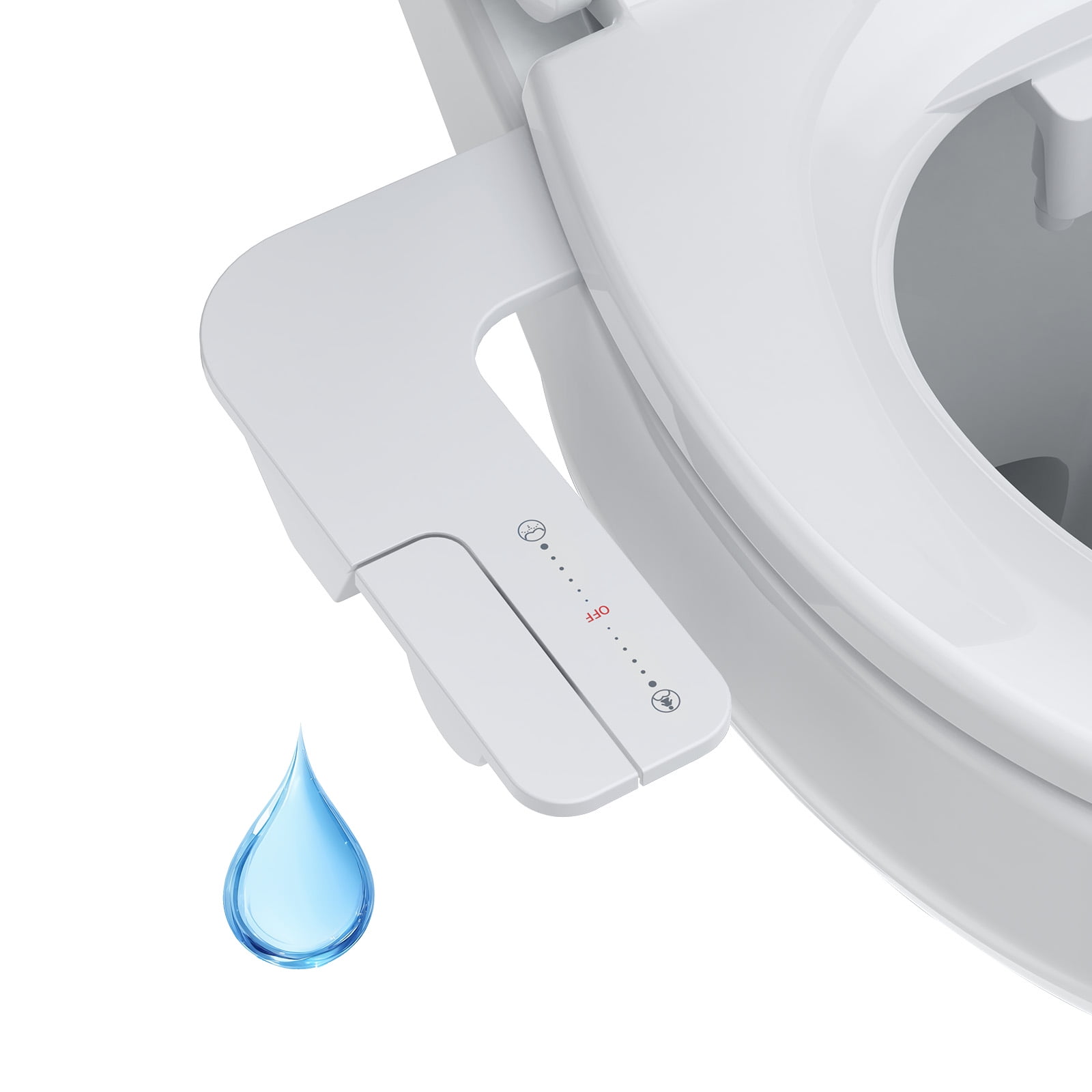 Ultra-Slim Dual Nozzle Bidet Attachment for Toilet Seat – Non-Electric, Self-Cleaning, Adjustable Cold Water Pressure – Rear & Feminine Wash, Easy Installation – White (EB011, Handle Color: White)