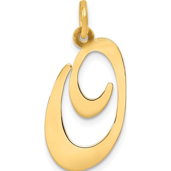 10K Yellow Gold Large Fancy Script Letter O Initial Charm - Jbsp