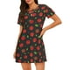 thumbnail image 1 of Fotbe Tomatoes1 Bata de Dormir para Mujer con Estampado, Camisón de Algodón de Manga Corta, Ropa de Dormir Casual, 1 of 6