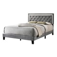 thumbnail image 1 of Dark Grey Velvet Upholstered Panel Bed with Faux Crystal in Full, 1 of 3