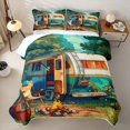 thumbnail image 2 of Erosebridal Teal RV Car Camping Quilt King, Forest Campfire King Coverlet Set for Men and Women, 3pcs, 2 of 7