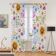 thumbnail image 2 of Sunflower Kitchen Curtains Window Panels, Colorful Flowers Summer Botanical Watercolor Insulated Window Treatment Curtain, Grommet Curtains for Bedroom/Living Room/Bathroom, 2 Piece 42"Wx84"L, 2 of 8