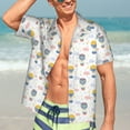 thumbnail image 7 of Honeii Hot Air Balloon Print Men’s Hawaiian Shirt,Classic Button-Down Short Sleeve Shirt, for Beach, Vacation, and Outdoor Activities,X-Large, 7 of 7