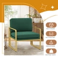 thumbnail image 2 of Andeworld Modern Accent Chairs, Upholstered Living Room Chairs Velvet Arm Chair Accent Chairs for Living Room with Metal Frame Green, 2 of 8