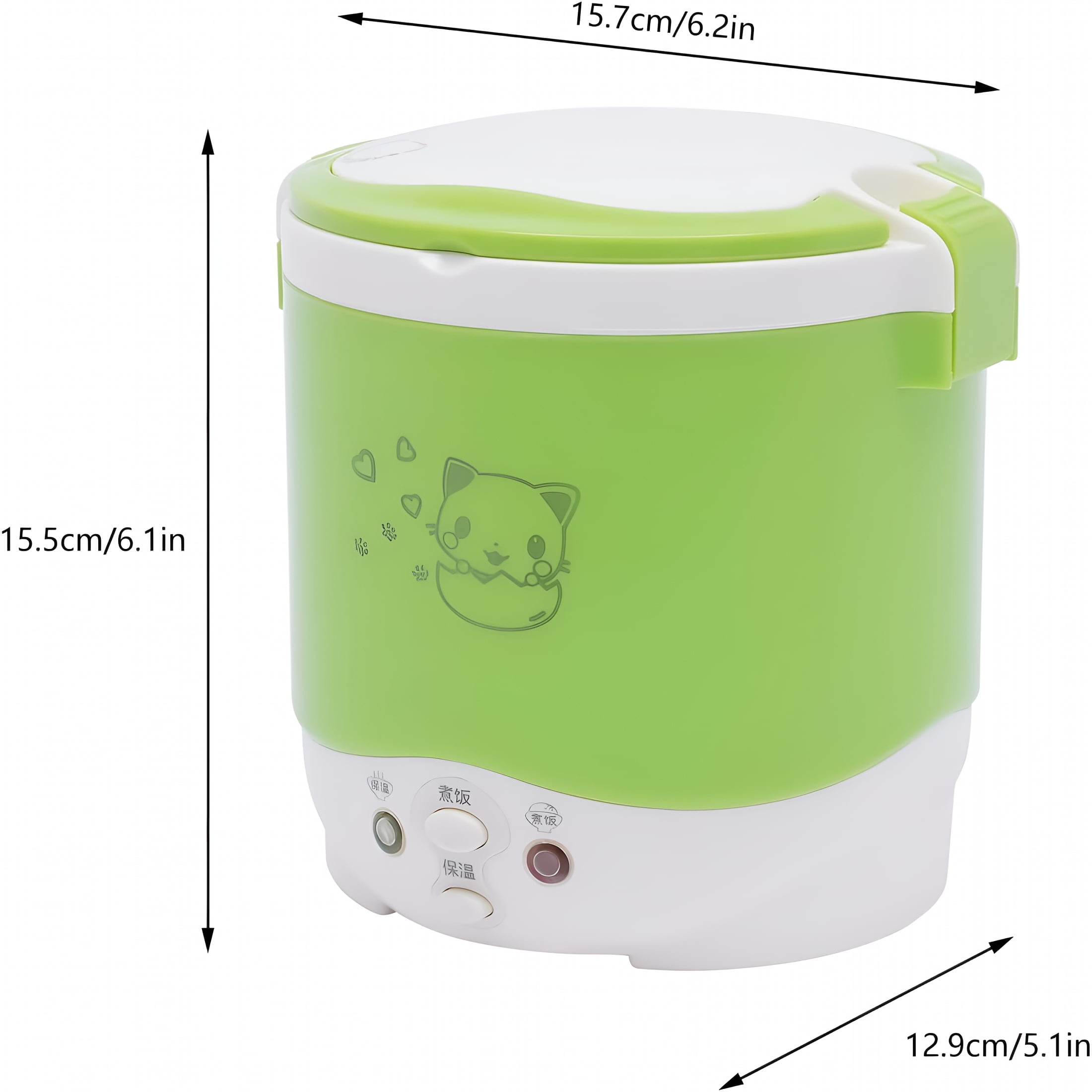 HIBIBUD 12V Mini Rice Cooker Steamer 1 Cup,Portable Easy Operation Well Insulated 1-2h Non-stick Rice Maker Food Steamer with Handle and Spoon for Car Home (Green)