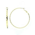 thumbnail image 2 of Women's Fashion Dangling Hoop Earrings Made In Korea, 45mm, Sculpted Design Gold-Tone, 2 of 2