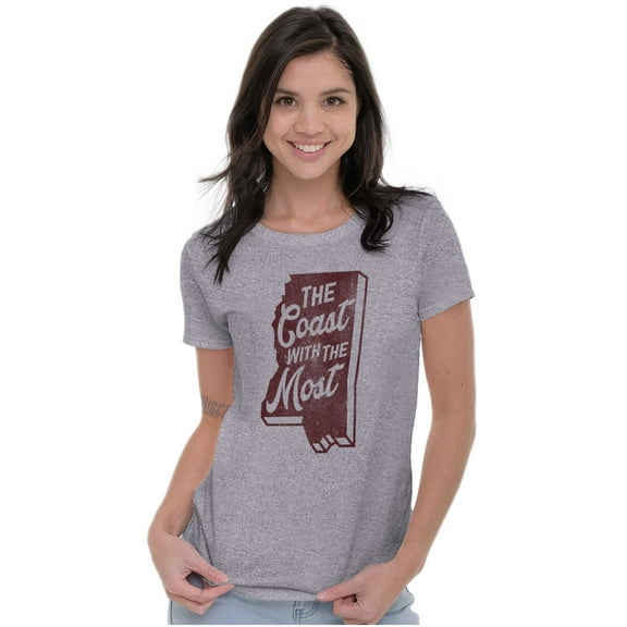 Coast With The Most Mississippi Womens Slim Fit Graphic Tee Brisco Brands S