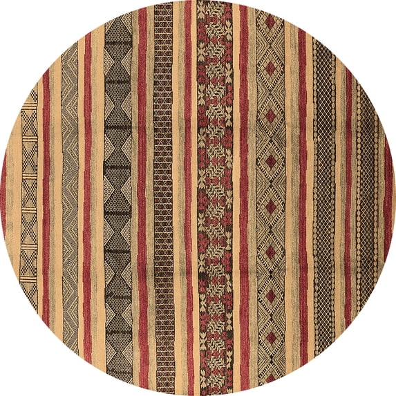 Ahgly Company Indoor Round Solid Brown Modern Area Rugs, 4' Round