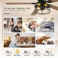 thumbnail image 6 of PHORUS 56" Vintage Style Ceiling Fan with Light & Remote,5 Reversible Blades, Rustic Industrial Flush Mount Fan for Bedroom, Living Room, Patio, E26 Bulb Included, 6 of 9