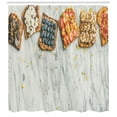 thumbnail image 3 of Peanut Butter Shower Curtain, Vegan Whole Grain Toasts with Fruit Seeds Nuts and Peanut Butter on Grey, Fabric Bathroom Set with Hooks, 69"W X 75"L Long, Multicolor, by Ambesonne, 3 of 3