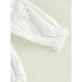 thumbnail image 6 of Baby Girls Romper Set Long Sleeve Off-shoulder Hollowed Pleated Solid Romper with Hairband, 6 of 8
