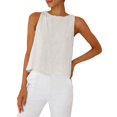 thumbnail image 6 of Womens Linen Crop Tank Tops 2026 Spring Summer Beach Sleeveless Tops,White,XXL, 6 of 6