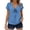 Light Blue, variant on Women's Summer Solid Color Short Sleeve Faux Linen Tie Bow Top, V Neck Loose Casual Lightweight Blouse Light Blue S