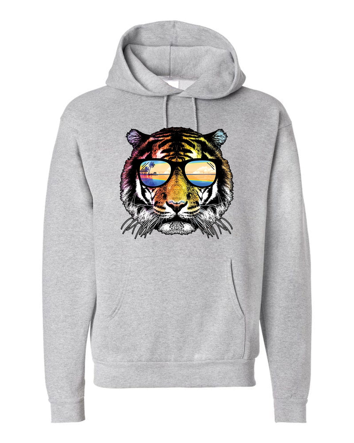 Koyotee - Men's Summer Tiger Gray Pullover Hoodie Sweater 3X-Large Gray ...