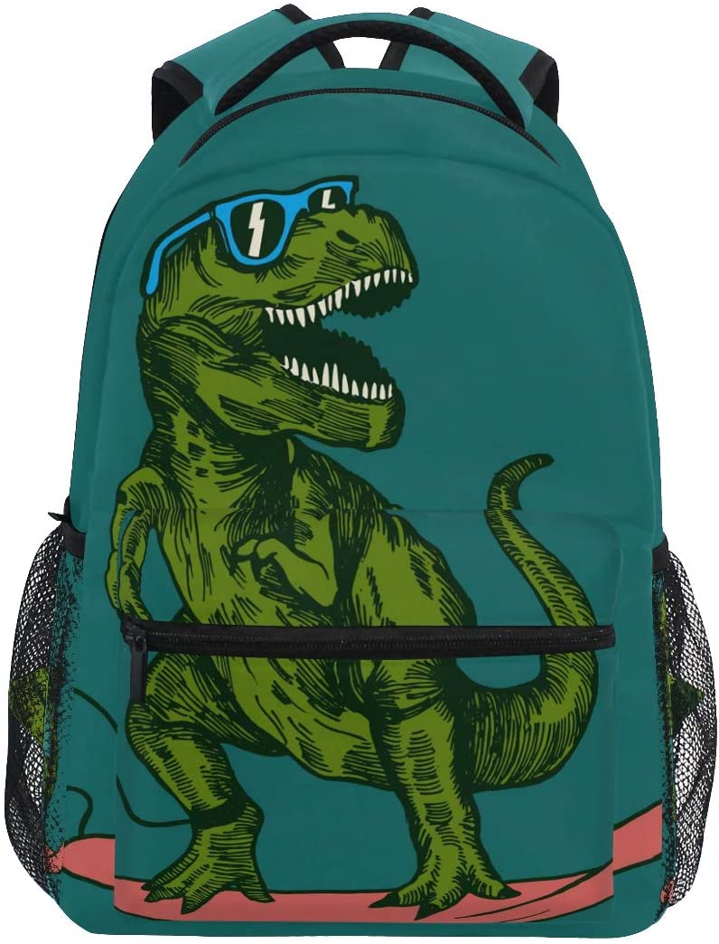 T-Rex Dinosaur Surfer Backpack School 