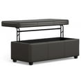 thumbnail image 3 of Avalon 44 inch Wide Contemporary Lift Top Rectangular Storage Ottoman in Tanners Brown Vegan Leather, 3 of 13