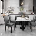 thumbnail image 7 of JESONVID Faux Leather Upholstered Parsons Dining Chair with High Backrest, Kitchen Accent Side Chairs with Solid Wood Legs Armless Dining Room Chair, Grey （Set of 2）, 7 of 7