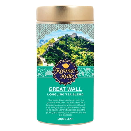 Karma Kettle Great Wall  Longjing Tea with Melon  Pandan  Lychee  Imported Longjing Tea  Chinese Inspired Tea  100% Fresh and Pure  Natural Detox  Aromatic  Loose Leaves in Tin  50 g