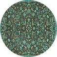 thumbnail image 1 of Ahgly Company Indoor Round Persian Turquoise Blue Traditional Area Rugs, 3' Round, 1 of 4