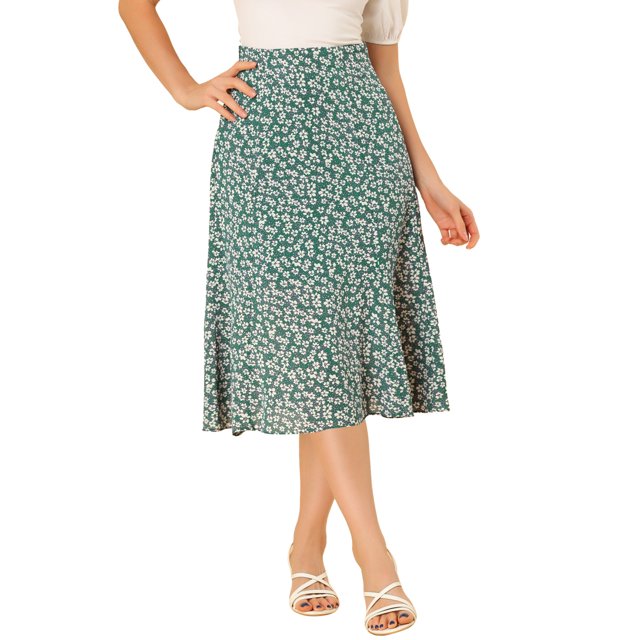 AllegK Faldasmedpiercon estampado floral y cintuelástialpamujer Verde blanco XS