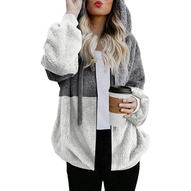 Women Solid Color Coat Button Down Overcoat Windproof Outer Coat Long Sleeve Cardigan Fluffy Jacket Warm Winter Overcoat