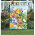 thumbnail image 1 of Bunny Bouquet 12x18 Colorful Rabbit Flower Bird Spring Garden Flag, 1 of 2