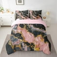 thumbnail image 2 of Castle Fairy Abstract Marble 7-Piece Bedding Comforter Set,Stone Pattern King Bedding Sets,Gold Metallic Ultra Soft Bed Sheets,Microfiber Watercolor Bedroom Decor,Reversible, 2 of 8