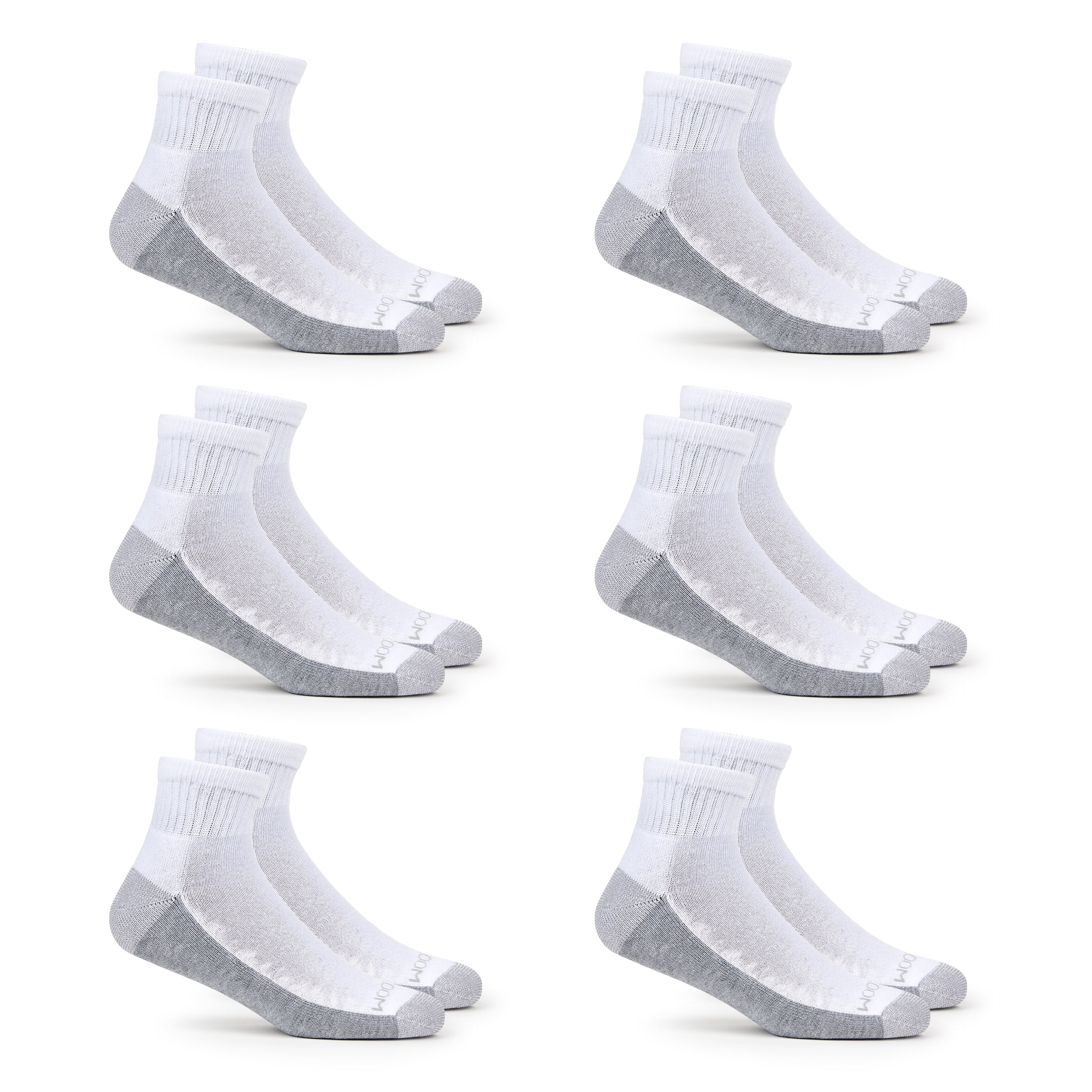 Fruit of the Loom Men's Dual Defense Ankle Socks, Size Medium, White (6-Pack)
