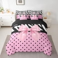thumbnail image 2 of Castle Fairy Pink Bow Twin Bedding Sets,Black Polka Dots Bedding Comforter Set, 2 of 8