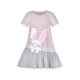 thumbnail image 1 of Robe Décontractée Fille Grise Chasse aux Ufs de Pâques Lapin Coton Manches Courtes 4 Ans, 1 of 1