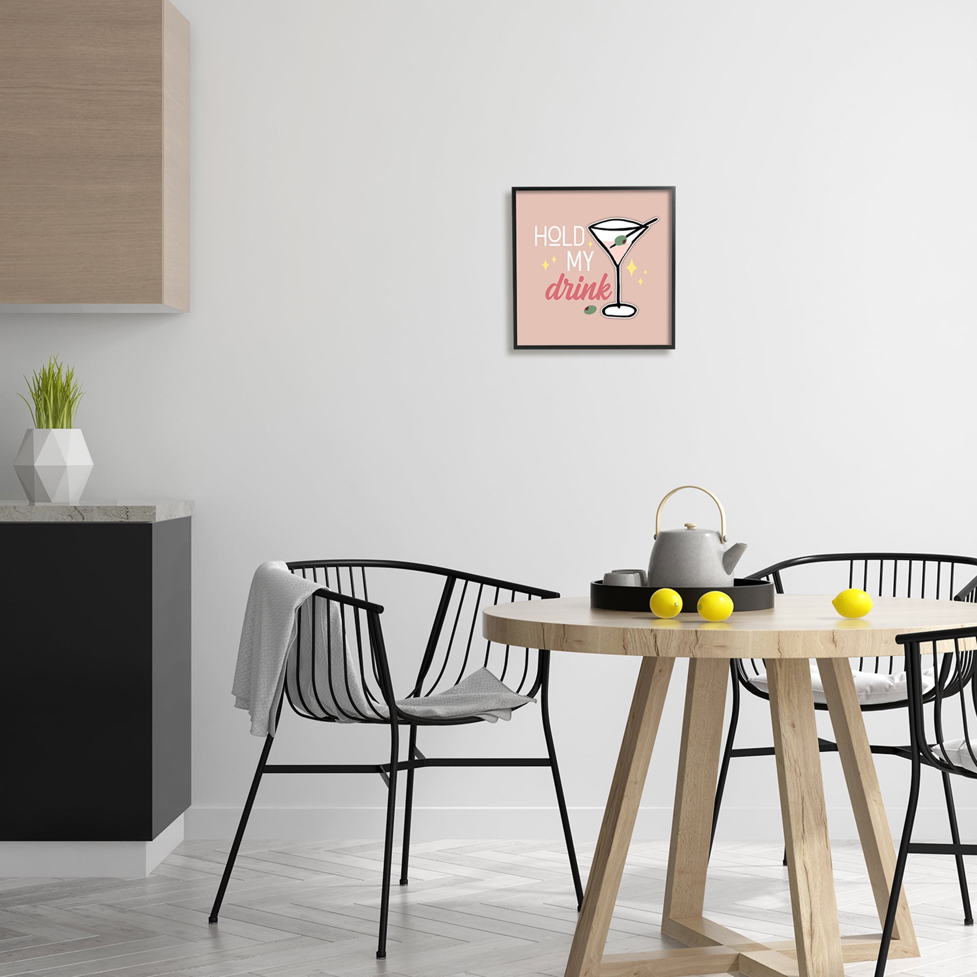 Stupell Industries Hold My Drink Martini Food & Beverage Painting Black Framed Art Print Wall Art, 12 x 12