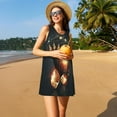 thumbnail image 3 of Naloa Creative Poker Print Women's Summer Spring Casual Beach Sundress,Vacation Sleeveless Tank Crewneck Loose Dresses, 3 of 7