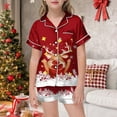 thumbnail image 2 of WEAIXIMIUNG Pyjama de Noël Imprimé pour Filles, Haut à Boutons à Manches Courtes, Short, Ensemble de Pyjama pour la Maison 4-5 Ans, 2 of 4