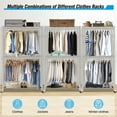 thumbnail image 4 of Adnoom 3 Tiers Heavy Duty Clothes Rack, Free-Standing Double Rods Clothing Closet Rack for Hanging Clothes, Garment Rack with Lockable Wheels & 2 Side Hooks, White, 46.8" x 17.6" x 80", 4 of 7
