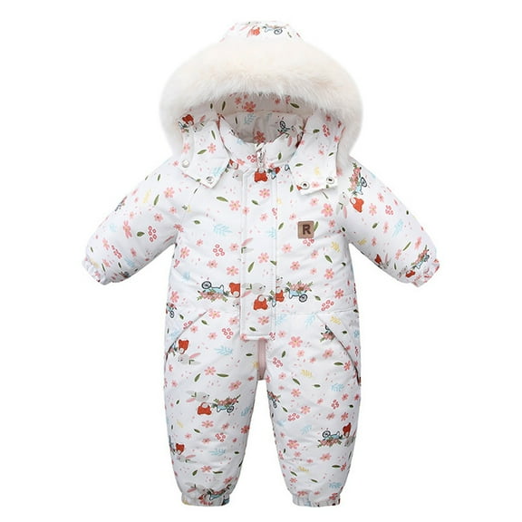 Krdevn Boys Girls Winter Thicken Hooded Coat Jacket Snowsuit Toddler Windproof Warm Jumpsuit Outwear Snow Wear,18-24 Months