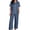 Blue 0817 pjs sets, variant on Womens Satin Pajamas Sets Ladies Pjs Sets Trendy 2 Piece Loose Lounge Wear Sleepwear Sets Solid Short Sleeve Button Tops with Pants Dark Green M