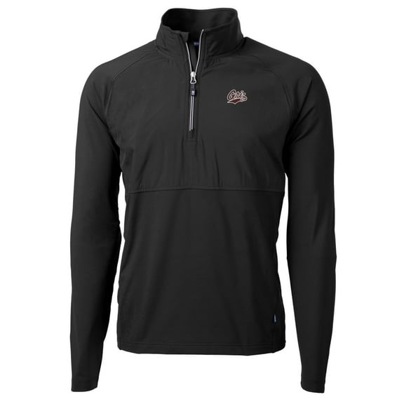 Men's Cutter & Buck Black Montana Grizzlies Adapt Eco Knit Hybrid Recycled Quarter-Zip Pullover Top